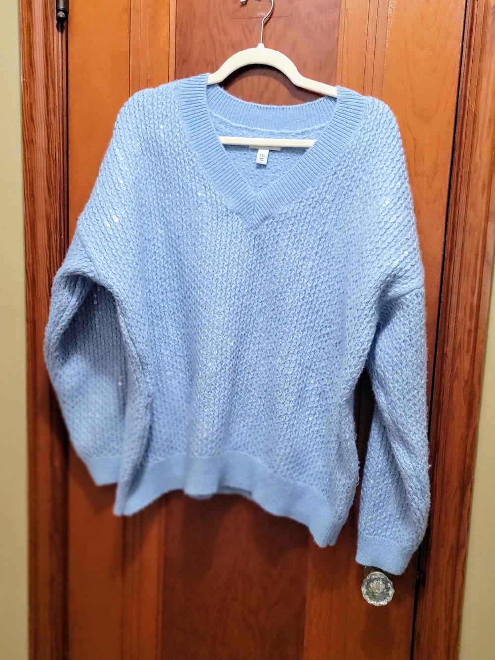 Nine West Powder Blue V-Neck Knit Sweater